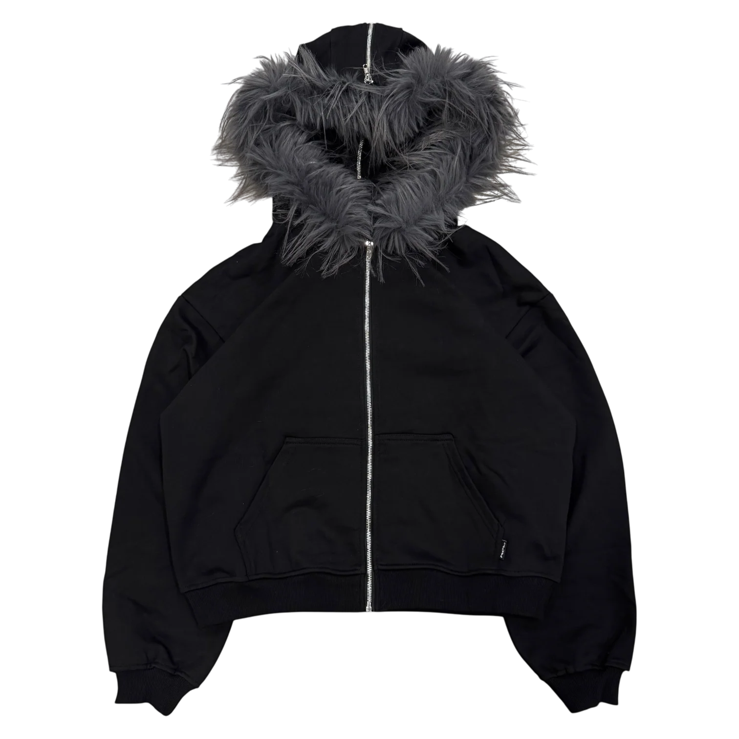 FUR ZIP HOODIE (BLACK)