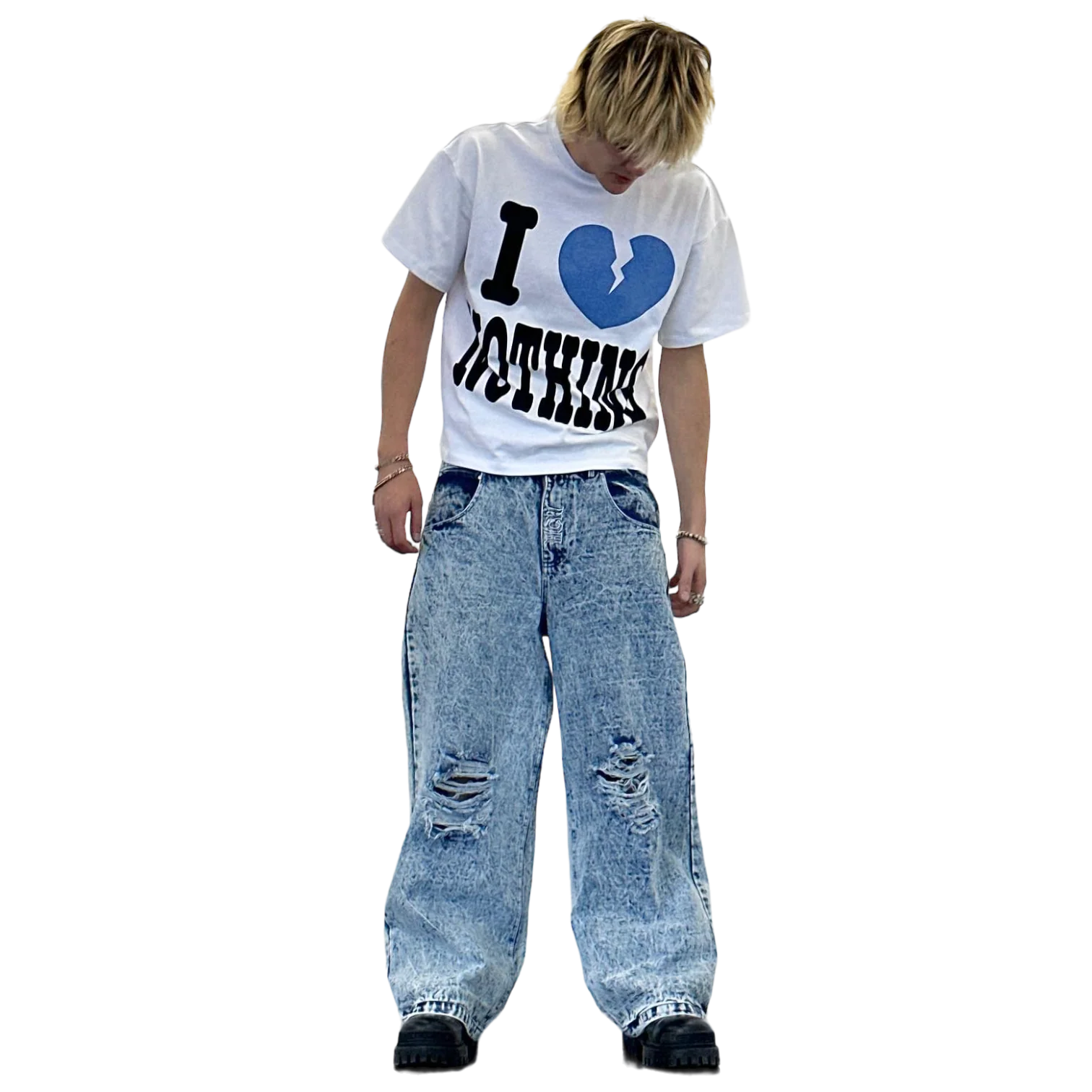 I <3 NOTHING TEE (WHITE/BLUE) - Image 4