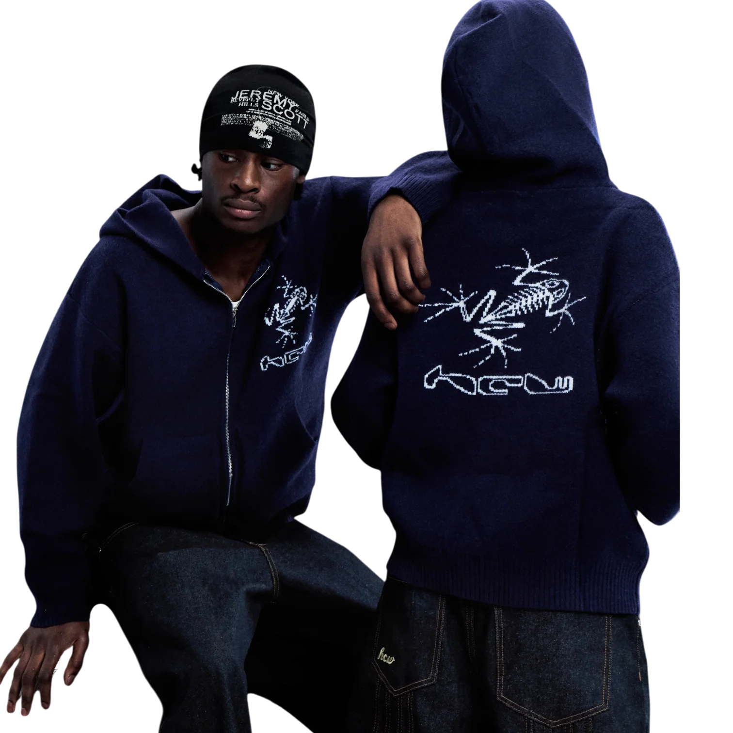 KNIT FROG HOODIE (NAVY) - Image 7