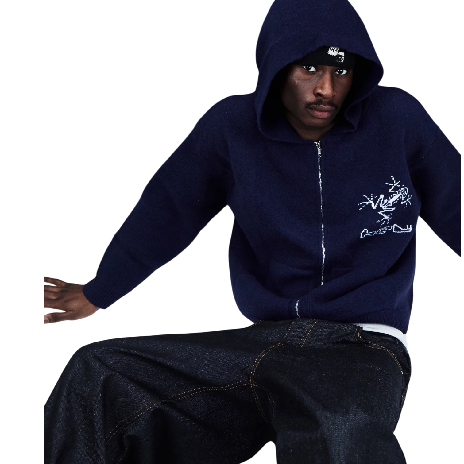 KNIT FROG HOODIE (NAVY) - Image 8