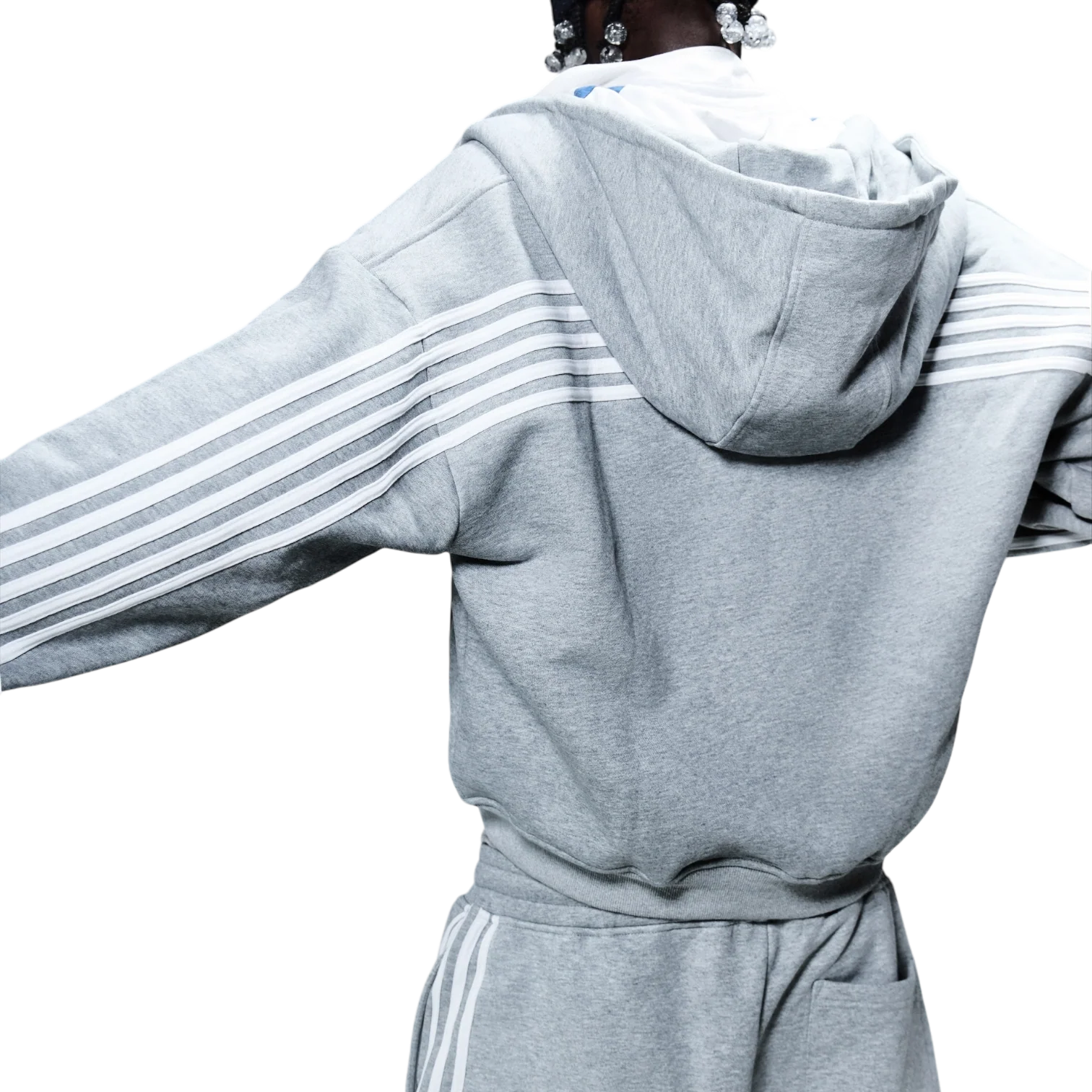 V2 SPIKE HOODIE (GREY/WHITE) - Image 2