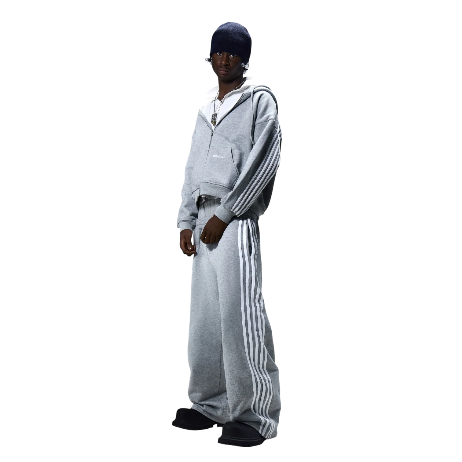V2 SPIKE HOODIE (GREY/WHITE) - Image 6