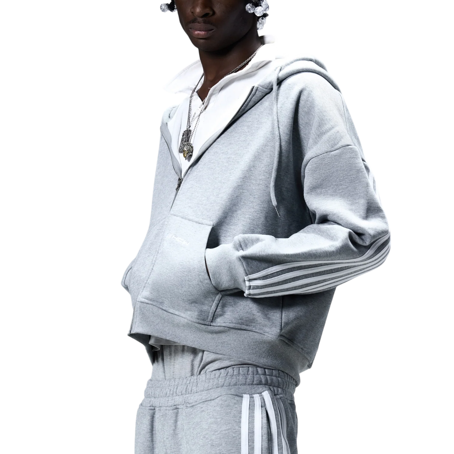 V2 SPIKE HOODIE (GREY/WHITE) - Image 7