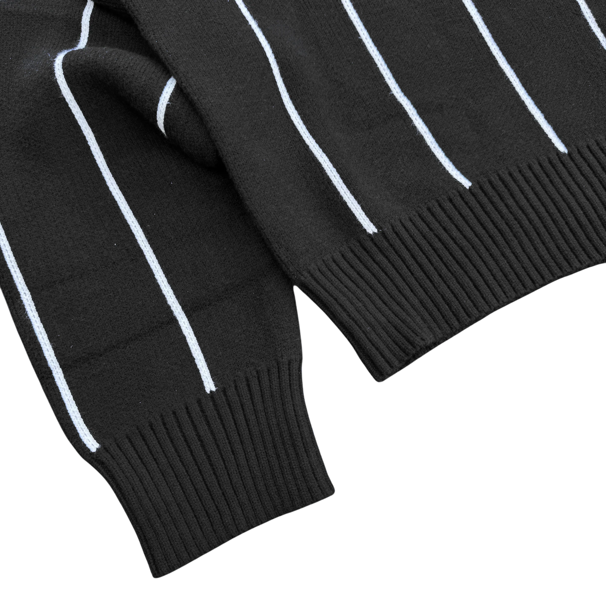 STRIPED KNIT POLO (BLACK) - Image 3