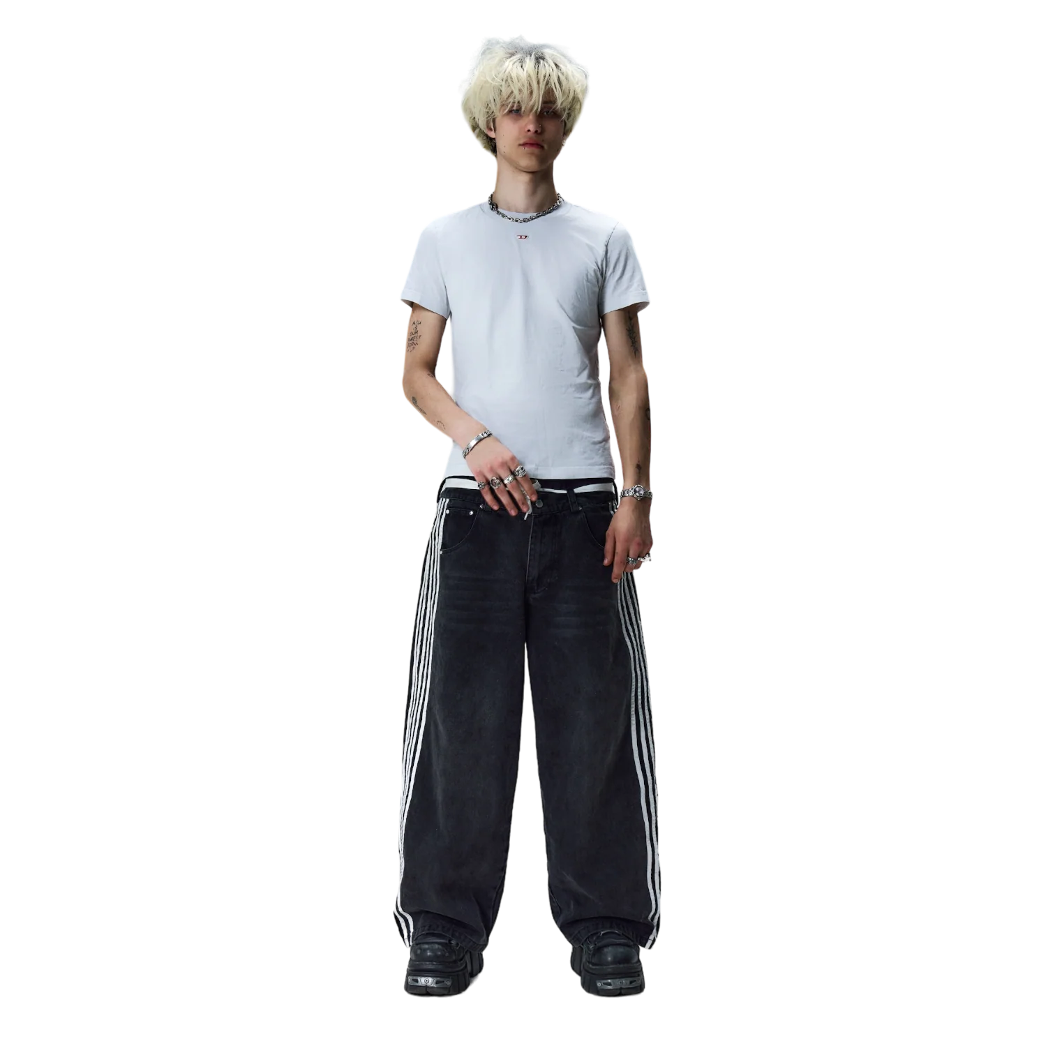 TRACK JEANS (BLACK/WHITE) - Image 10