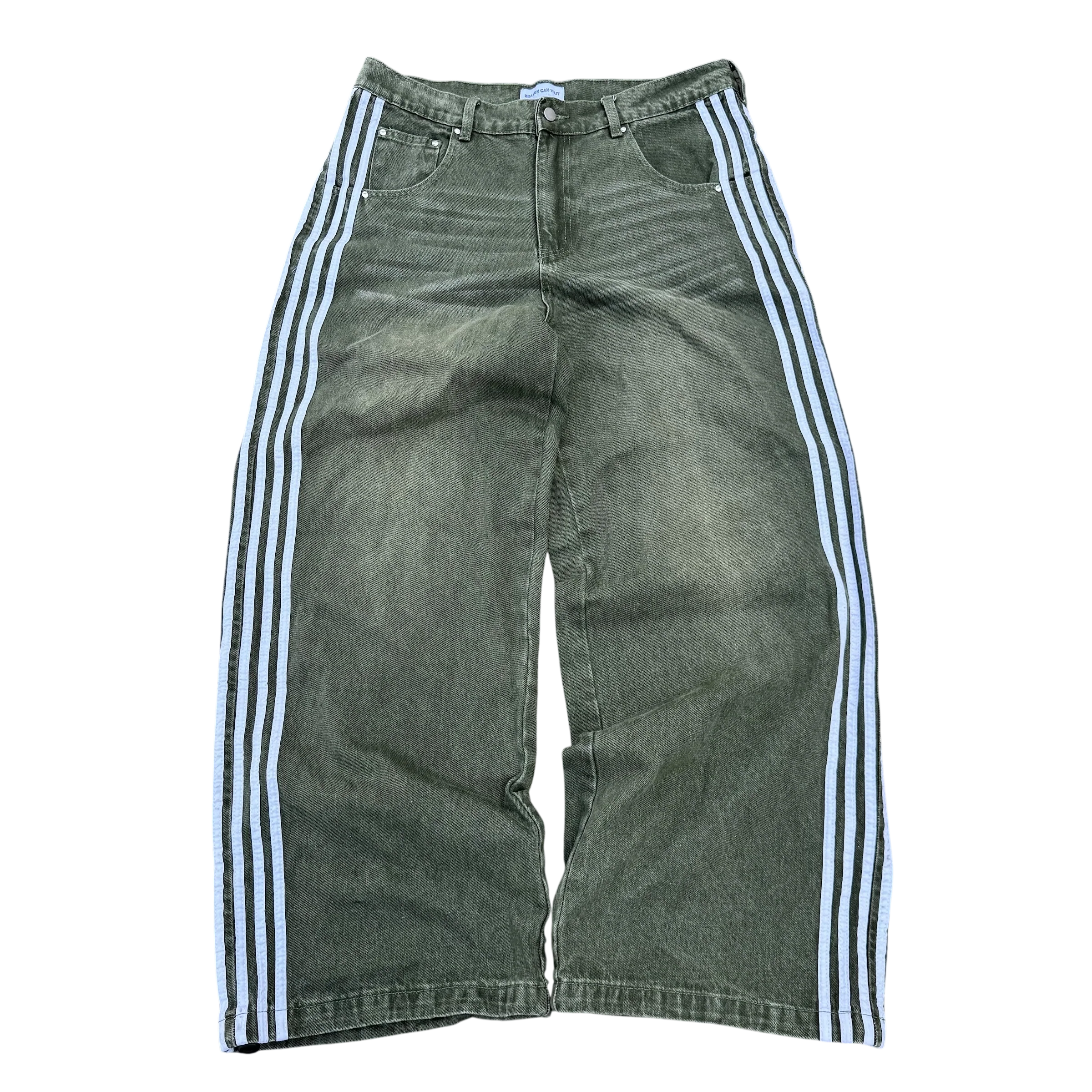 TRACK JEANS (GREEN/WHITE)