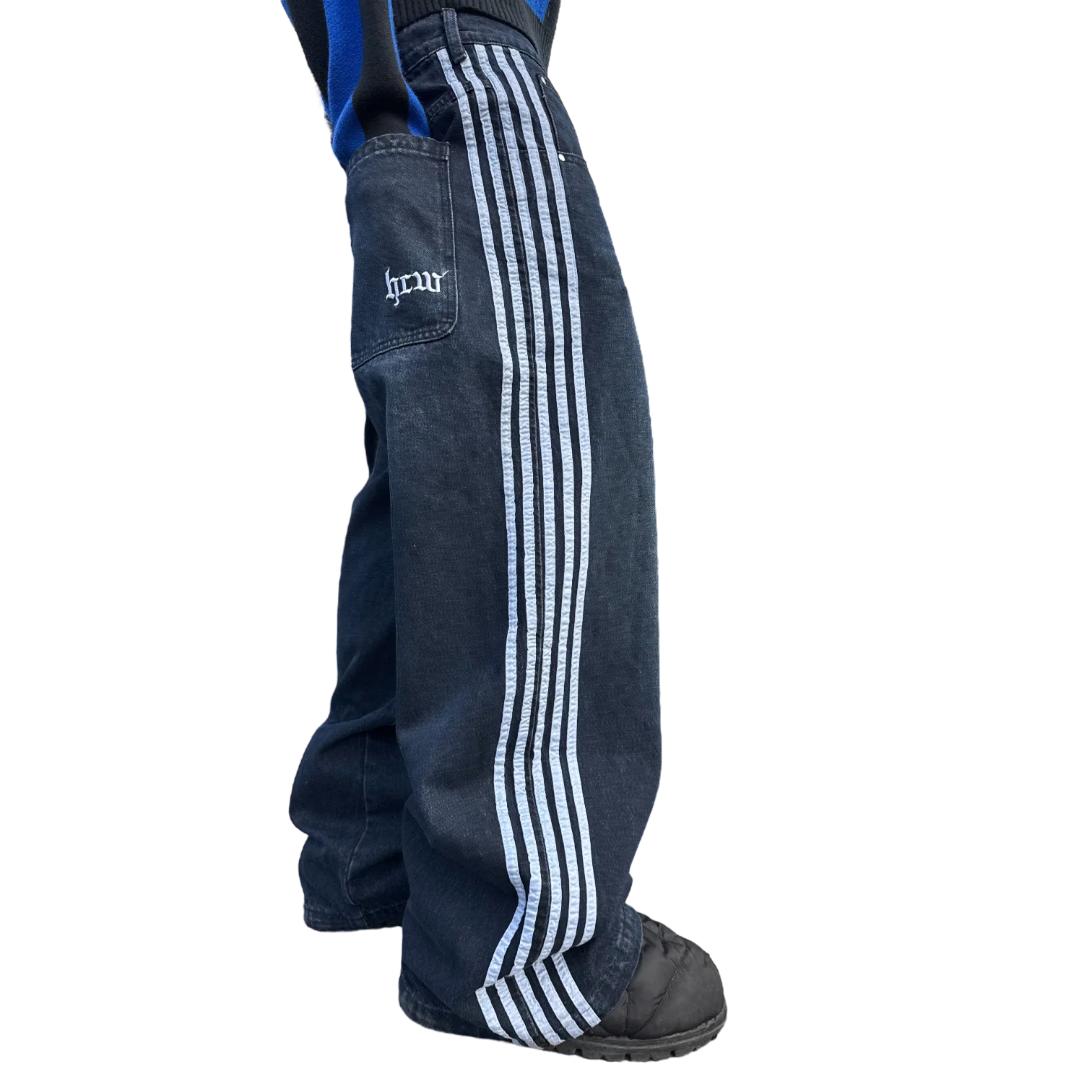 TRACK JEANS (NAVY/WHITE) - Image 2